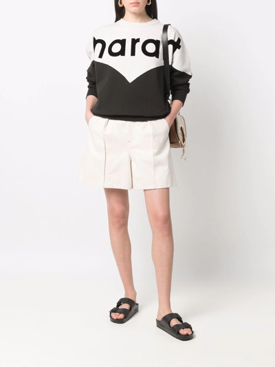 Shop Isabel Marant Étoile Logo-print Colour-block Sweatshirt In Neutrals