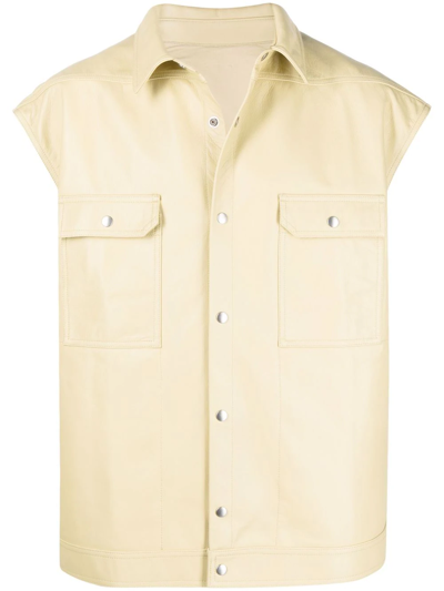 Shop Rick Owens Leather Waistcoat Jacket In Neutrals