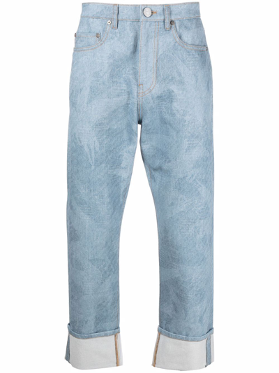Shop Etro Drawstring Cropped Jeans In Blue