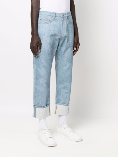 Shop Etro Drawstring Cropped Jeans In Blue