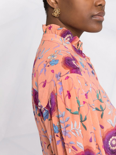 Shop Isabel Marant Banessa Floral Print Shirt In Orange
