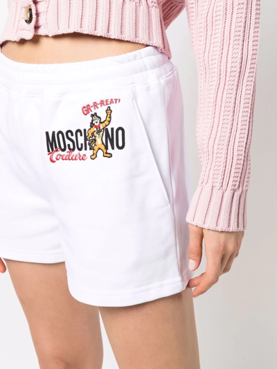 Shop Moschino X Kellogs' Logo-printed Track Shorts In White