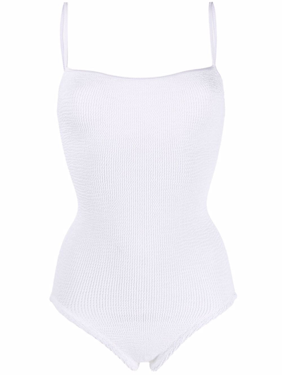 Shop Hunza G Pamela Crinkle Swimsuit In White
