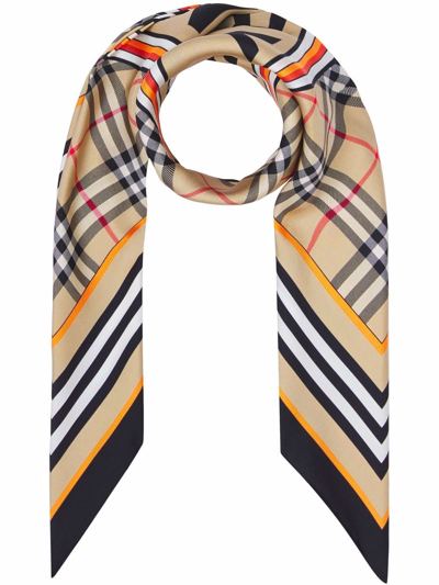 Shop Burberry Montage Print Square Scarf In Neutrals