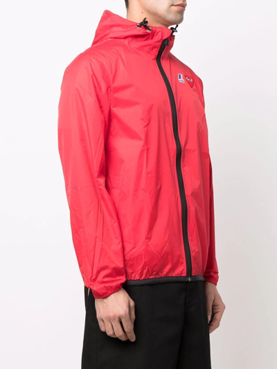 Shop Comme Des Garçons Play Zip-up Hooded Jacket In Red