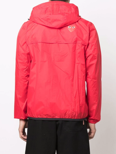 Shop Comme Des Garçons Play Zip-up Hooded Jacket In Red