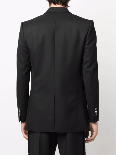 Shop Balmain Double-breasted Wool Blazer In Black