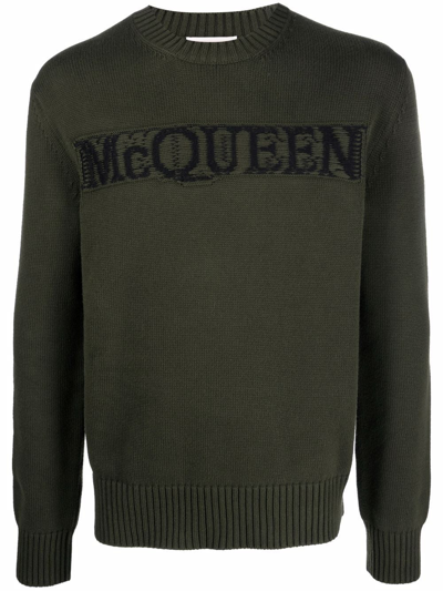 Shop Alexander Mcqueen Jersey Logo Sweatshirt In Green