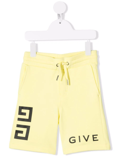 Shop Givenchy Logo-print Drawstring Jersey Shorts In Yellow