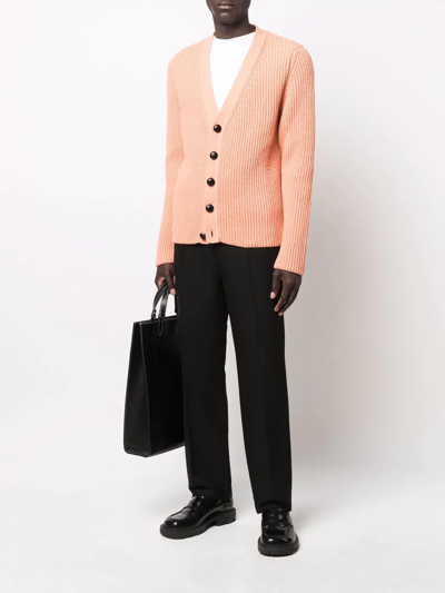 Shop Jil Sander Chunky Ribbed-knit Cardigan In Orange