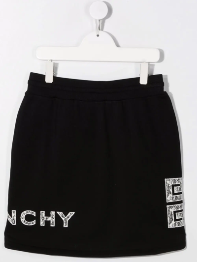Shop Givenchy Logo-embroidered Jersey Skirt In Black