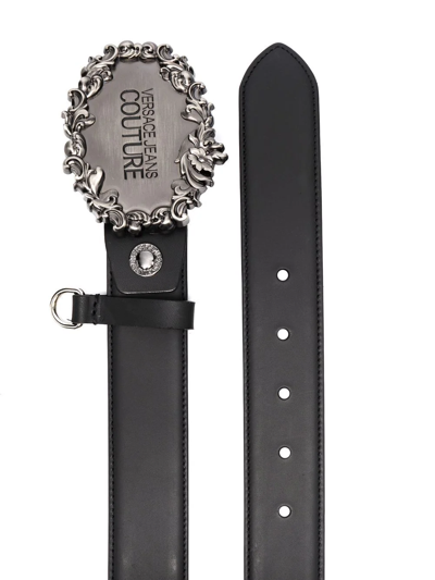 Shop Versace Jeans Couture Baroque-buckle Belt In Black