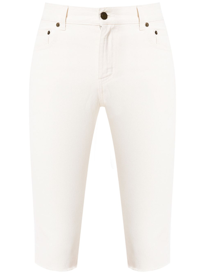 Shop Saint Laurent Mid-rise Knee-length Shorts In White