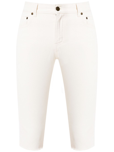 Saint Laurent Mid-rise Knee-length Shorts In White