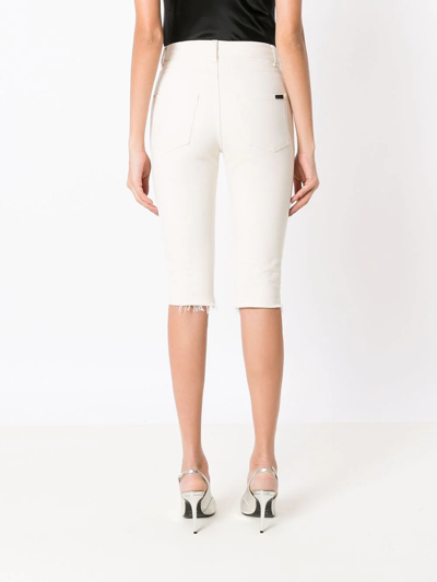 Shop Saint Laurent Mid-rise Knee-length Shorts In White