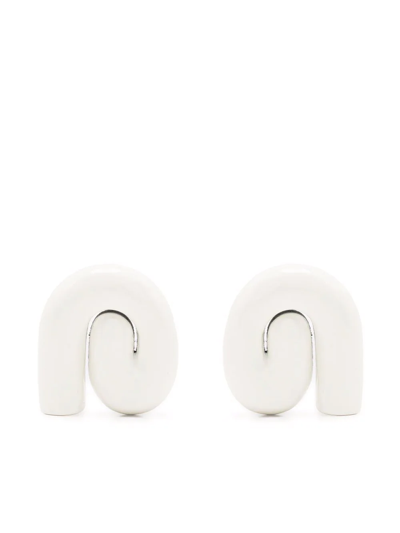 Shop Uncommon Matters Nimbus Chunky-swirl Earrings In White