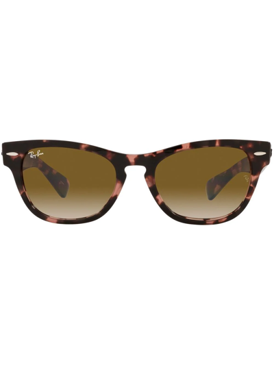 Shop Ray Ban Rb2201 Cat-eye Frame Sunglasses In Brown