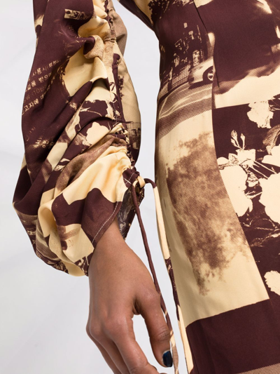 Rejina Pyo Scene-print Square-neck Dress In Neutrals