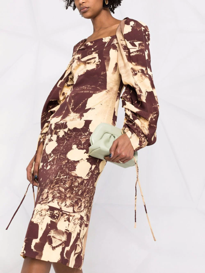 Rejina Pyo Scene-print Square-neck Dress In Neutrals