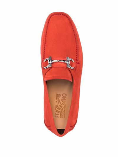 Ferragamo Parigi Suede Driving Moccasins In Red