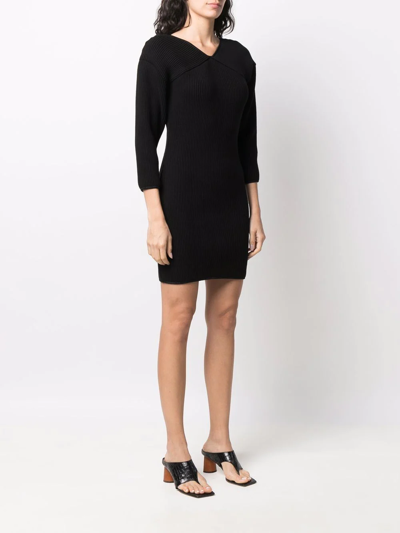 Rodebjer Ribbed-knit V-neck Dress In Black