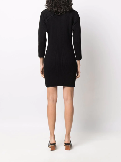 Rodebjer Ribbed-knit V-neck Dress In Black