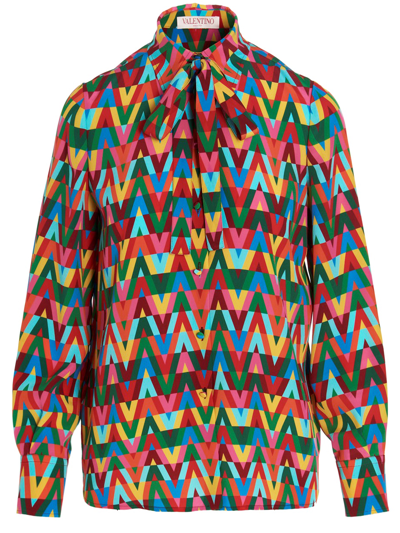 Shop Valentino Multicolor Optical Shirt In Printed