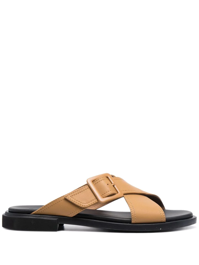 Shop Camper Edy Leather Sandals In Brown