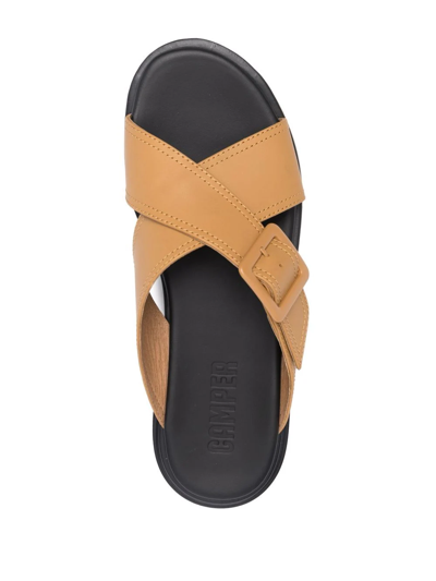 Shop Camper Edy Leather Sandals In Brown