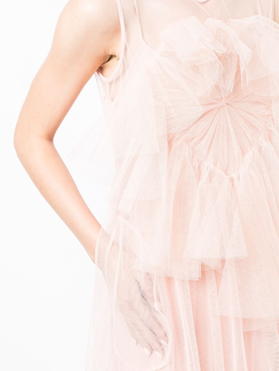 Shop Red Valentino Layered-tulle Midi Dress In Pink