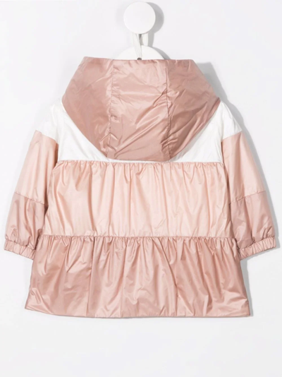 Moncler Colour Block Hooded Jacket In Pink