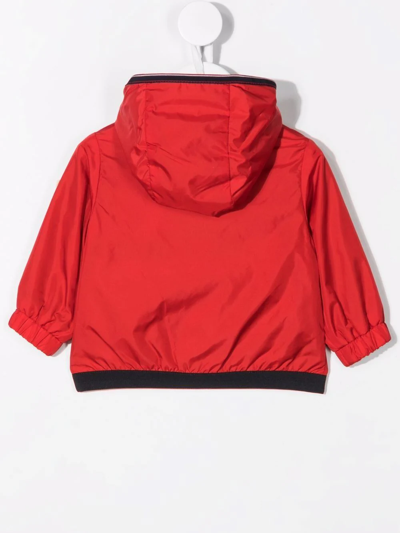 Shop Moncler Logo Patch Hooded Jacket In Red