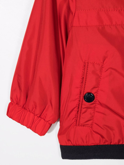 Shop Moncler Logo Patch Hooded Jacket In Red