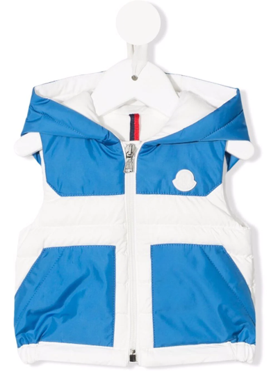 Shop Moncler Colour Block Padded Vest In Blue