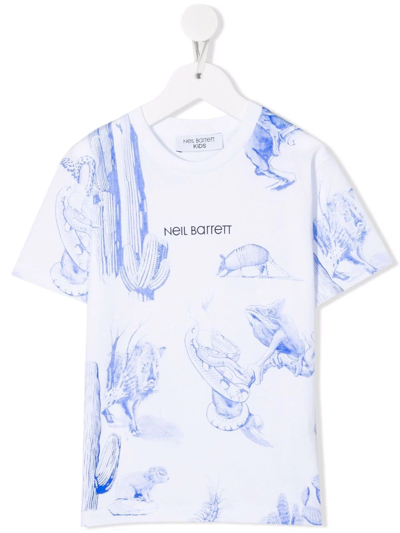 Shop Neil Barrett Animals Print T-shirt In White