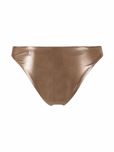 Shop Maria Lucia Hohan Metallic-finish Bikini Bottom In Neutrals