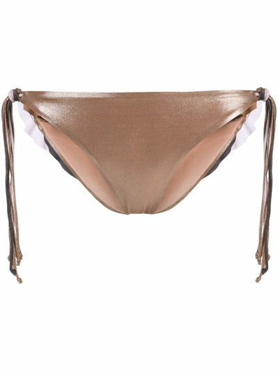 Shop Maria Lucia Hohan Ruffle-detail Bikini Bottom In Neutrals