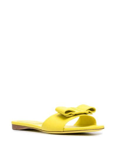 Ferragamo Vara Bow Open-toe Sandals In Yellow