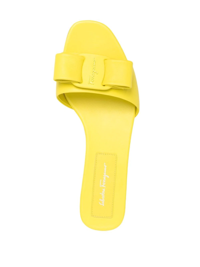Ferragamo Vara Bow Open-toe Sandals In Yellow