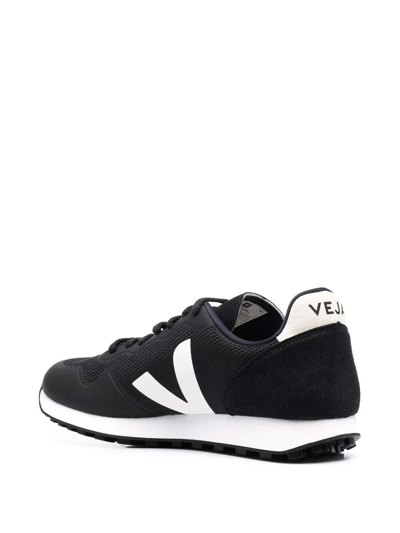 Shop Veja Logo-patch Low-top Sneakers In Black
