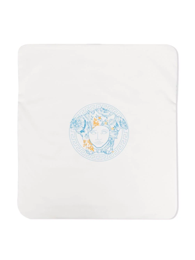 Shop Versace Medusa Head Print Blanket In White