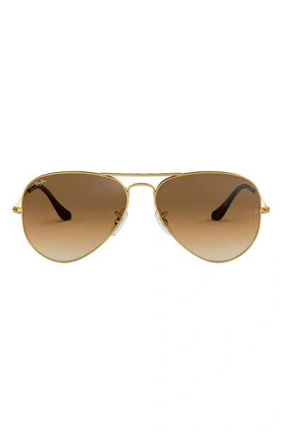 Shop Ray Ban Original 62mm Aviator Sunglasses In Gold/ Brown Gradient