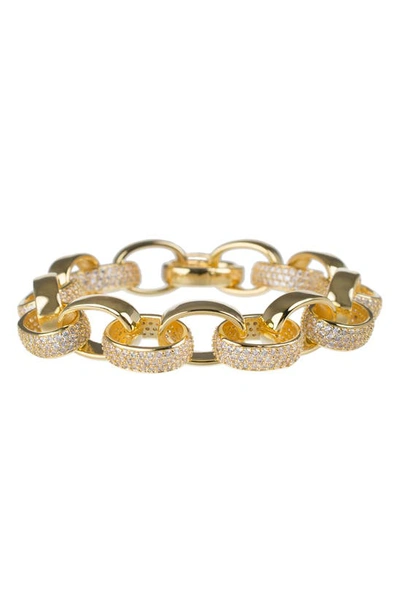 Shop Cz By Kenneth Jay Lane Pavé Cz Chain Link Bracelet In Clear/gold