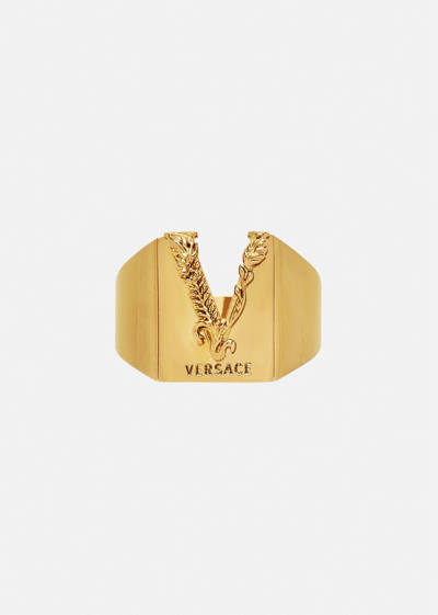 Shop Versace Barocco V Ring In Gold