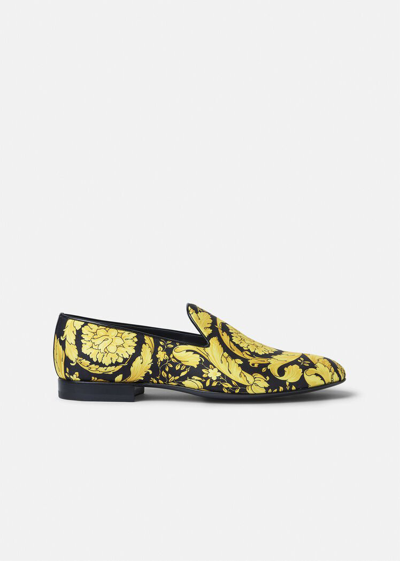 Shop Versace Barocco Satin Slippers In Print