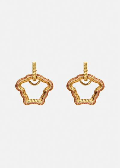 Shop Versace La Medusa Curve Earrings, Female, Gold, One Size