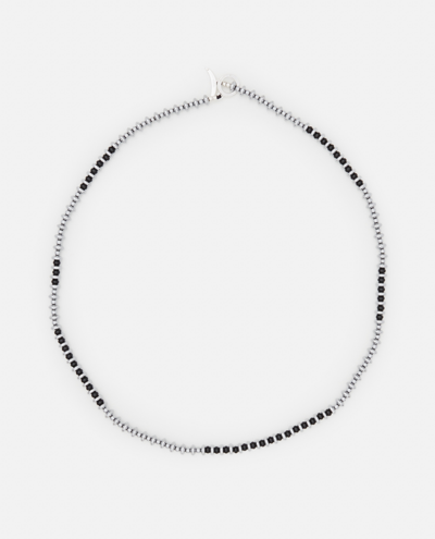 Shop Mikia Hematite And Onyx Necklace In Silver