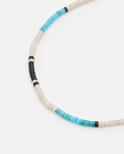 Shop Mikia Fossil Jasper  And Turquoise Heishi  Bracelet In Azure