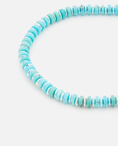 Shop Mikia Silver And Turquoise  Heishi  Bracelet In Azure