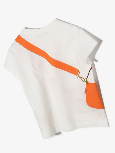 Shop Fendi Bag-print Cotton T-shirt In White
